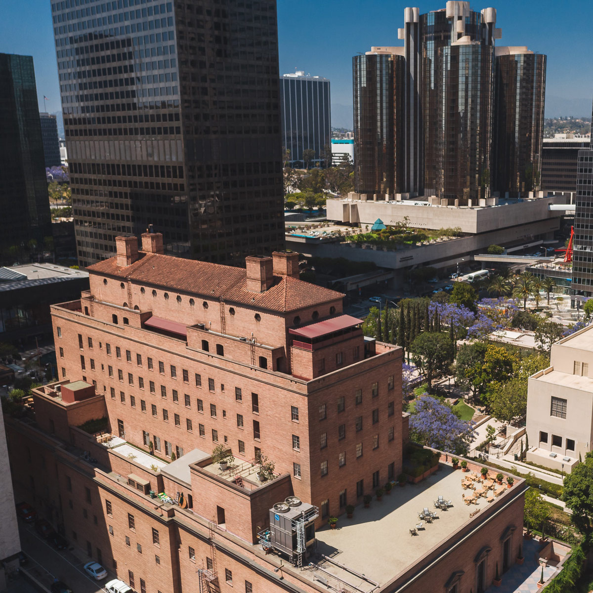 Aerial of Hilton Hotel in Boston